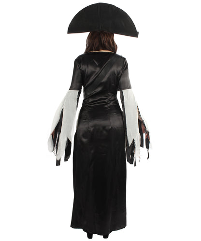 女性 JCO-448 のゴーストパイレートコスチューム ブラックとホワイトコスプレハロウィンコスチューム