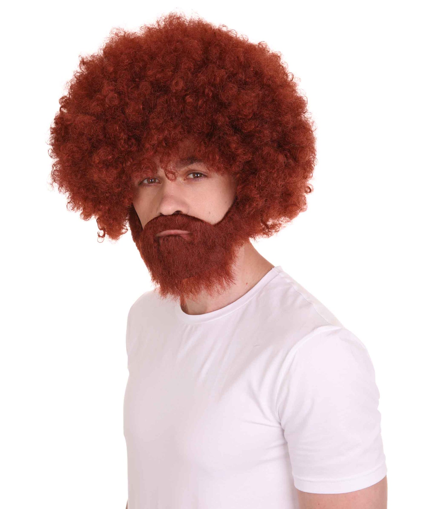 大人 男女兼用 80年代 画家風 アフロウィッグ 顎髭と口髭セット オーバーン H-5131 シンプルでクラシックなセレブコスチューム プレミアムハロウィンウィッグ