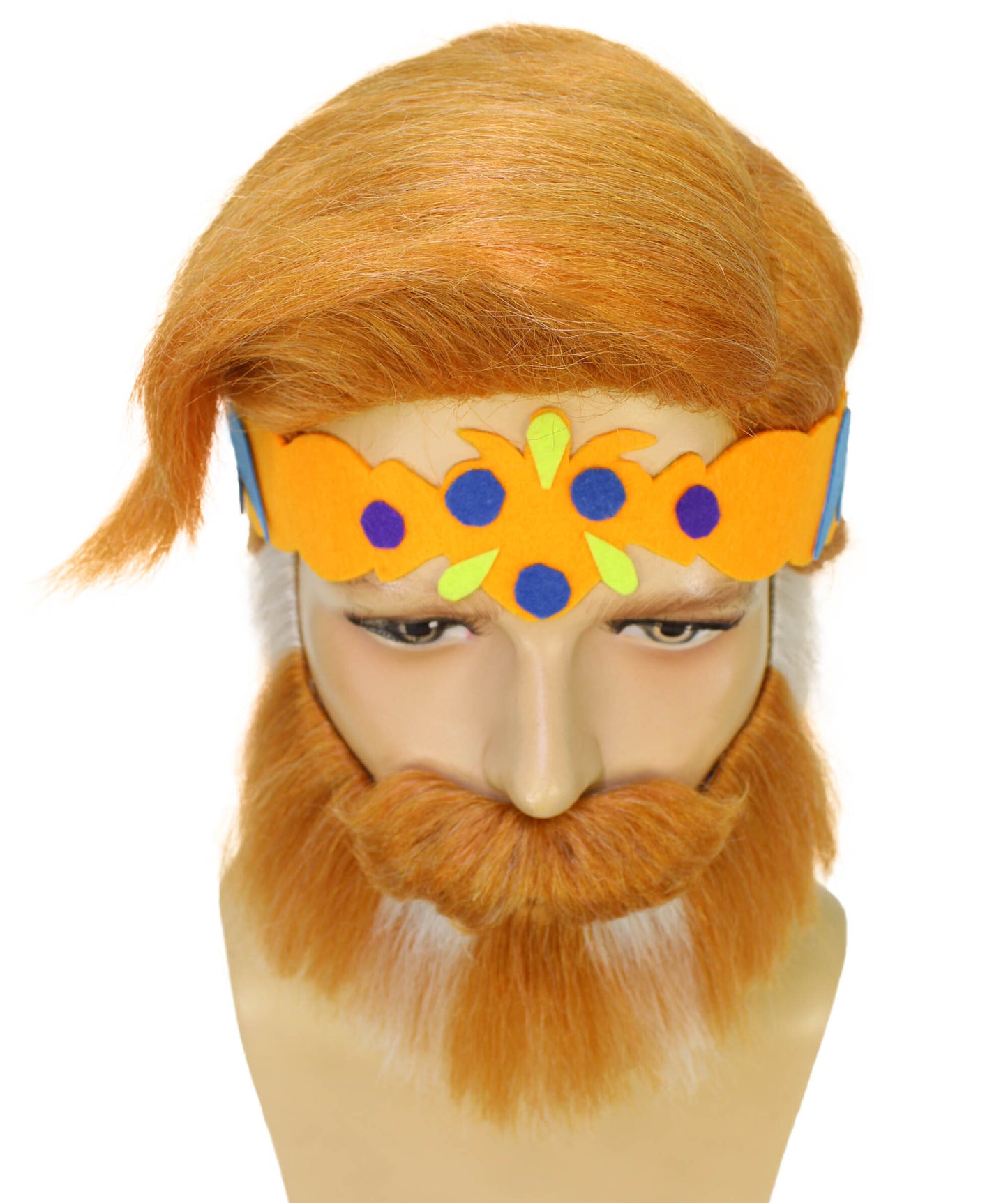 男性用 H-6151 アニメキングウィッグ 眉毛 口ひげ 王冠付き ハロウィンに最適 合成繊維 コスプレウィッグ