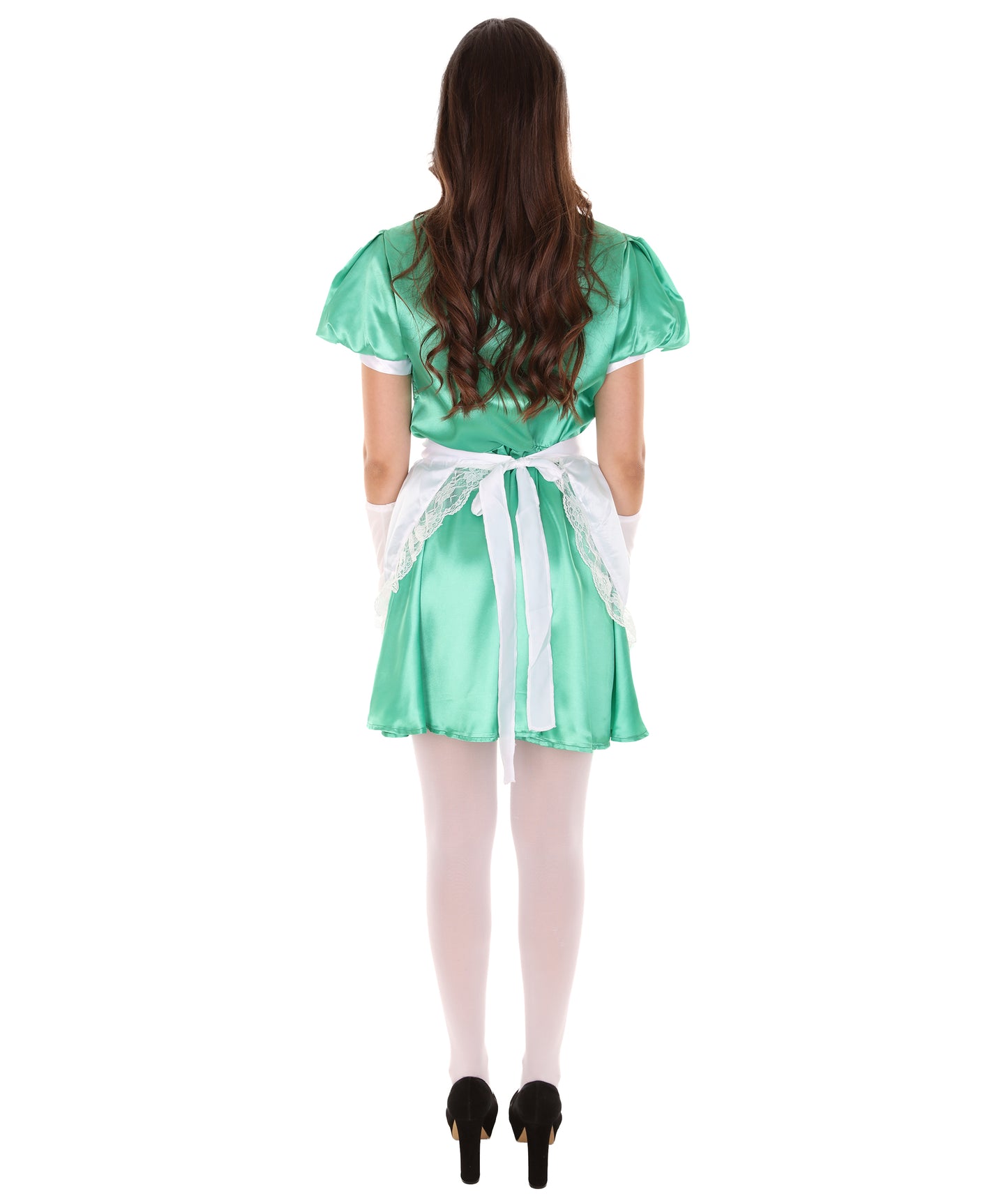大人用女性の JCO-328_8 フレンチエプロンメイド制服 グリーン コスプレコスチューム