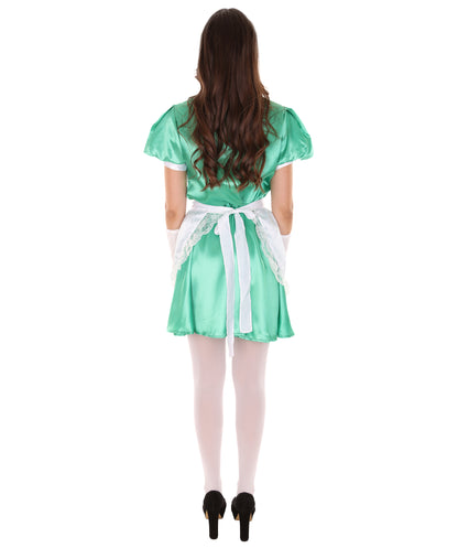 大人用女性の JCO-328_8 フレンチエプロンメイド制服 グリーン コスプレコスチューム