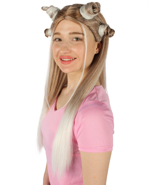 女性用 H-5840 セレブリティ オンブル ブロンド ウィッグ I ハロウィンに最適 難燃性合成繊維