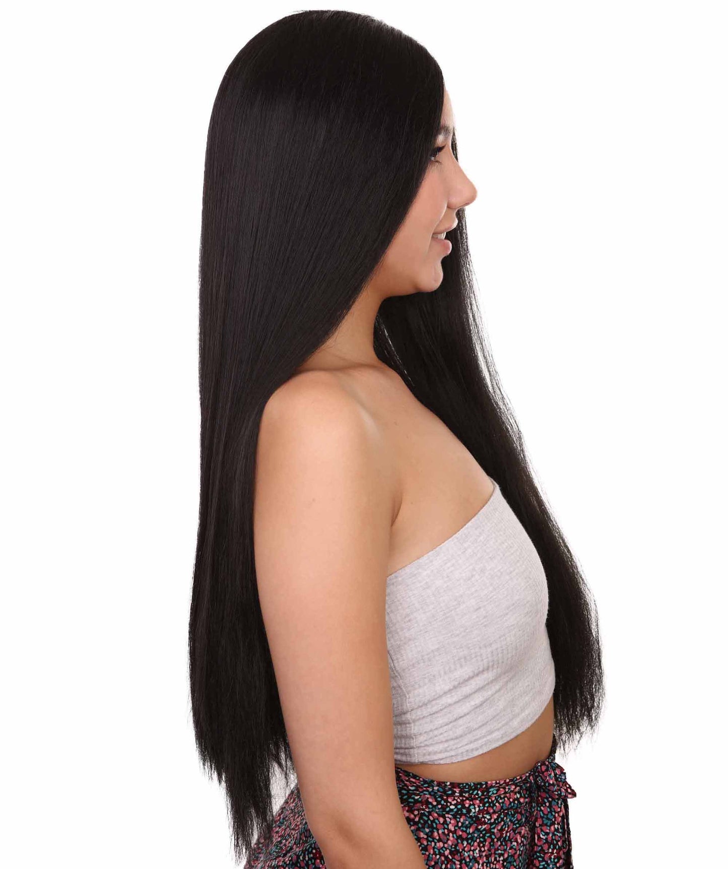 プレミアムハロウィンパーティー H-5374 女性用 アニメーションファミリーパーティーウィッチコスプレ レースフロントウィッグ ブラック