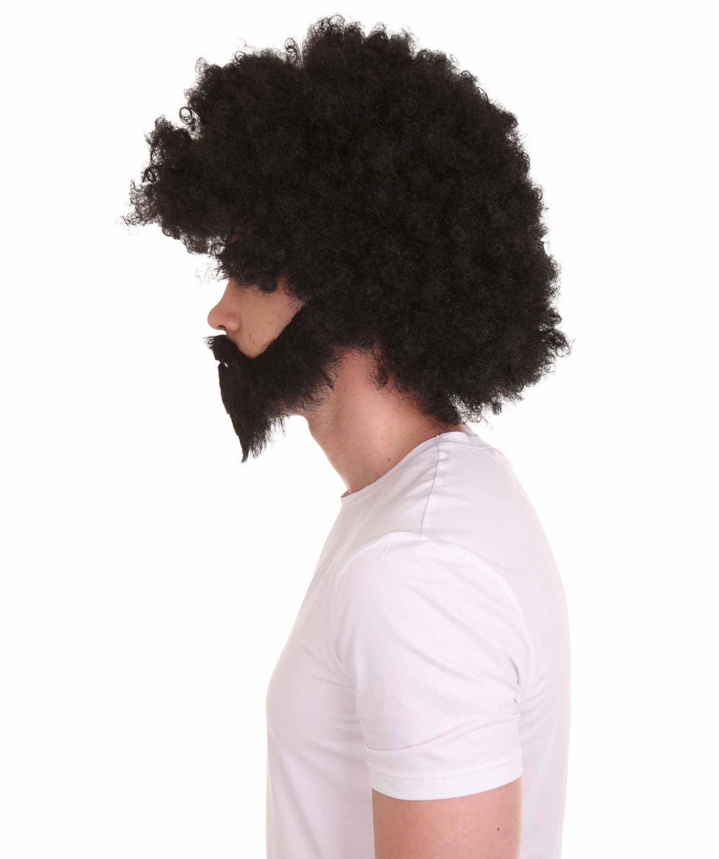 大人 男女兼用 80年代 画家風 アフロウィッグ 顎髭と口髭セット ブラック H-5133 シンプルでクラシックなセレブコスチューム プレミアムハロウィンウィッグ