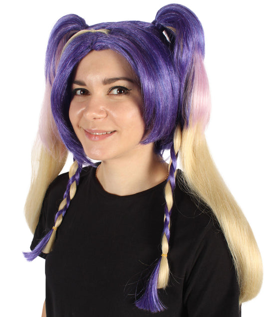 Wigs2you H-6926 レディース パープル＆ブロンド ダブルポニーテールウィッグ｜コスプレウィッグ｜難燃性合成繊維