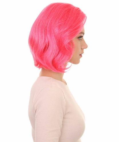ウィメンズ 80s レイヴ パンク ピンク & ブラックウィッグ H-4707 プレミアム通気性の良いキャップレスキャップ