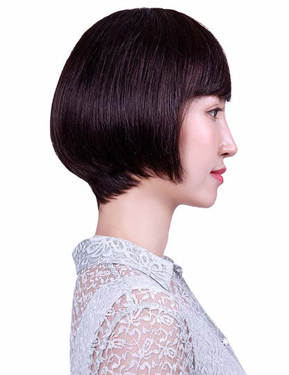 30歳〜40歳 若者の短い HT-022 100% ヒューマンヘア ナチュラルエレガンス ハンドタイド ヒューマンヘア束