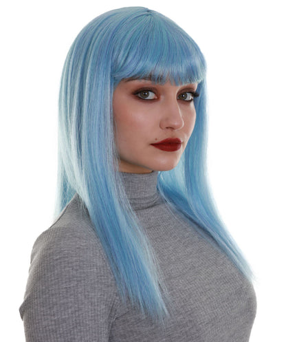 ハロウィンパーティープレミアム H-5293 女性用 アイシーブルー ストレート ショルダーレングス トレンディ ドリームシクルウィッグ ブルー