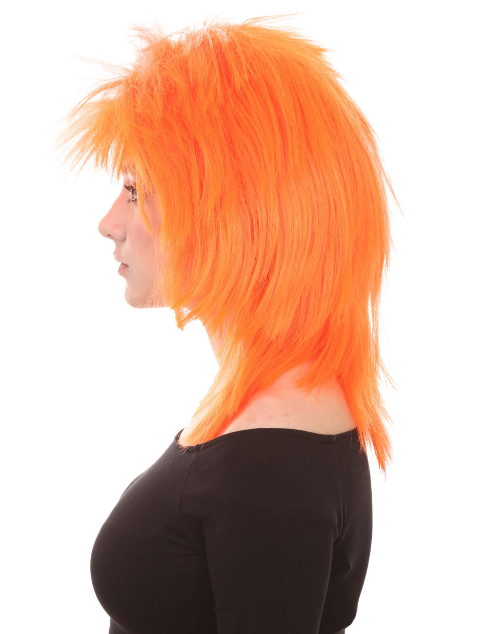 Wigs2you ハロウィンパーティープレミアム H-1335 簡単に着用でき 快適なフィット感 80 年代女性ネオンオレンジロッカースタイルウィッグ