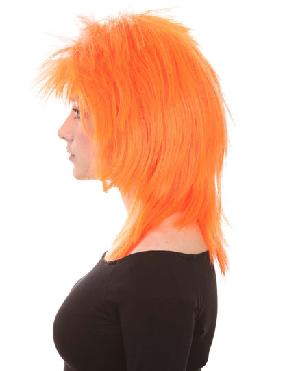 Wigs2you ハロウィンパーティープレミアム H-1335 簡単に着用でき 快適なフィット感 80 年代女性ネオンオレンジロッカースタイルウィッグ
