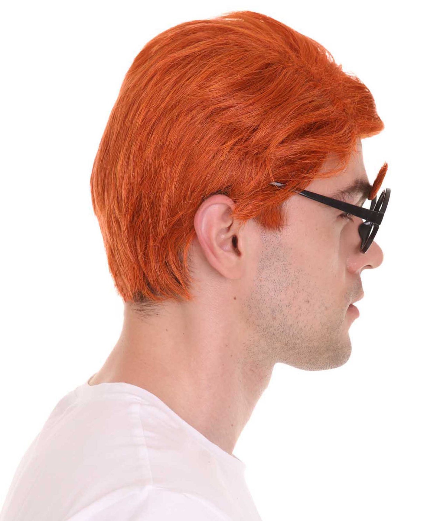 ハロウィンパーティープレミアム H-4853 男性用ショートファニーウィッグ、眼鏡付き