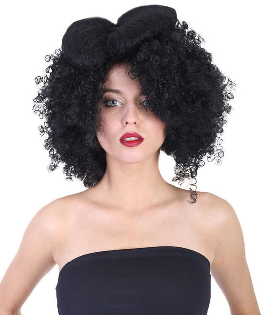 Wigs2you ハロウィン パーティー プレミアム レディース H-1248 着けやすい 快適なフィット感 ブラック アフロ スモール ボウウィッグ