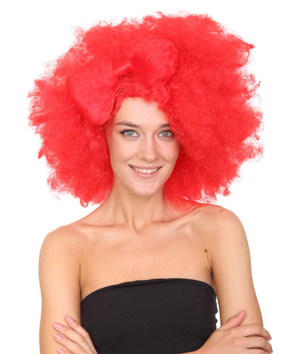Wigs2you ハロウィン パーティー プレミアム レディース H-1231 快適なフィット感のレッド アフロ スモール ボウ ウィッグ