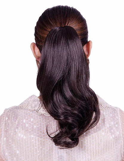 レディースファッション WS-5004 ブラック ヒートスタイリング可能 ポニーテールウィッグ ナチュラルカーリー ヘアピース 合成繊維