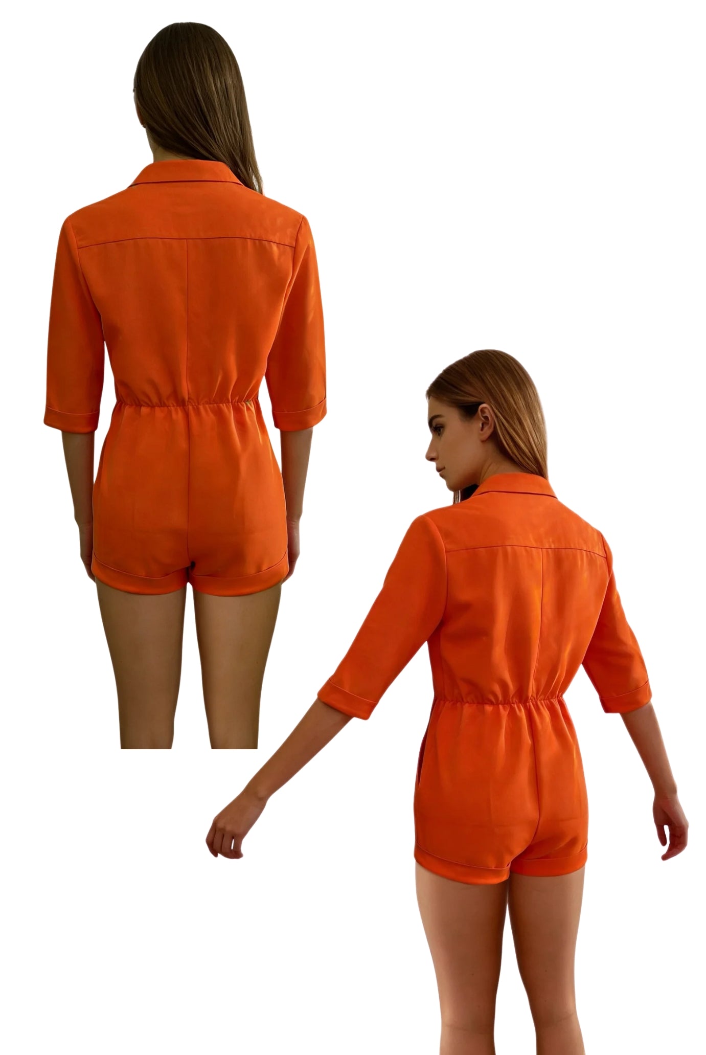 Wigs2you JCP-452 大人用女性用オレンジ囚人コスチューム – フロントジッパージャンプスーツ | ハロウィン、ロールプレイ、仮装パーティーにぴったりの面白い衣装