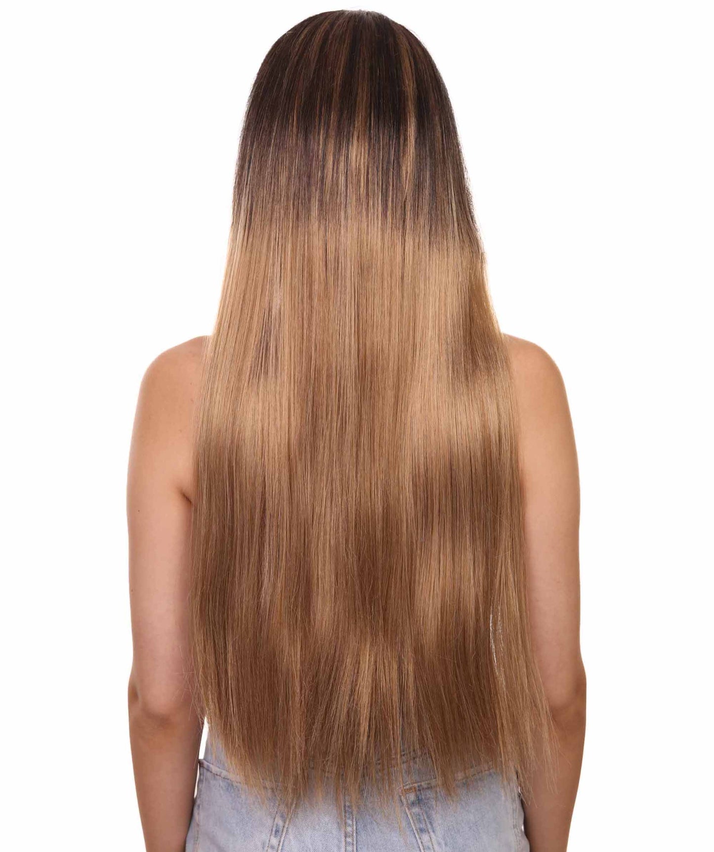 プレミアムハロウィンパーティーレディ H-5426 エクストラロングレングス ハロウィンベーシックバレーガールオンブレウィッグ ブラウン