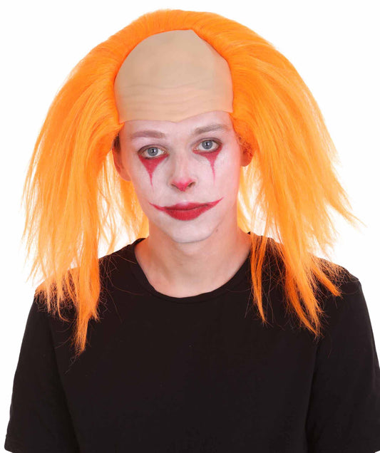 大人用ハーフボールド面白い男性用オレンジウィッグ H-4924 ハロウィンにぴったり 軽量難燃性合成ファイバー