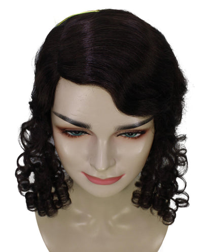 女性用 H-5866 ウィザードワールド ブラック カーリー ウィッチ ウィッグ ハロウィンに最適 難燃性合成繊維
