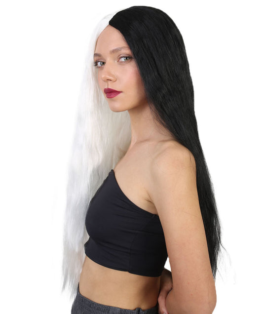 Wigs2you ハロウィンパーティープレミアムレディース H-1813 華やかに見える長いブラックとホワイトのツートーンウィッグ
