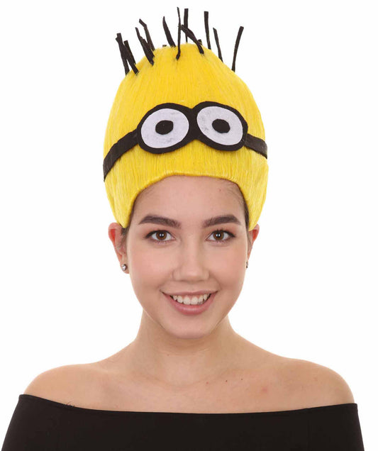 アダルトユニセックスコスプレウィッグ H-3015 ミニオンズイエローウィッグ プレミアム通気性キャップレスキャップ