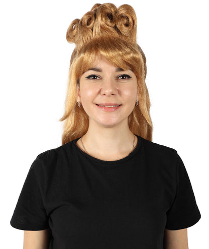 美しい女性の H-6241 英国のドラッグ クイーン ブロンド ウィッグ コスプレに最適 難燃性合成繊維