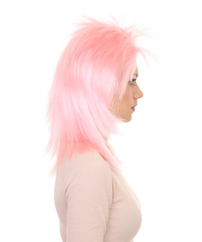 Wigs2you ハロウィン パーティー プレミアム H-1321 簡単に着用でき 快適なフィット感 80 年代女性 Lt ピンク ロッカー スタイルウィッグ