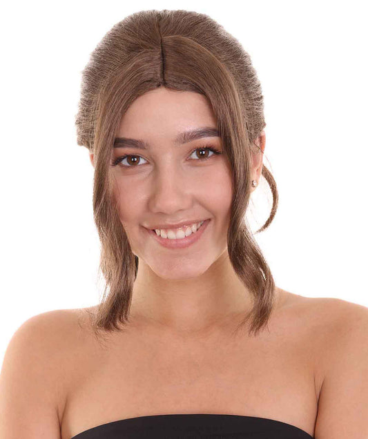 コスプレウィッグ Tomb Raider Lara H-3576 ブラウン映画ウィッグ プレミアム 通気性の良い キャップレスキャップ