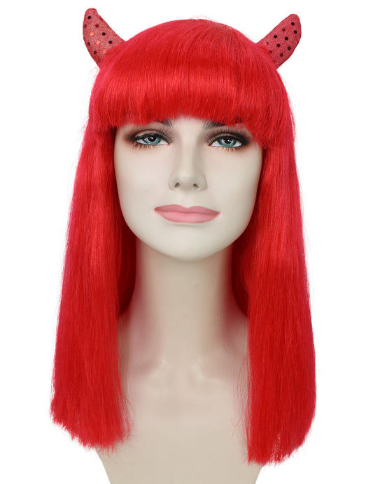 ハロウィンパーティ プレミアムレディース H-5341 イービル レッド セミロング ウィッグ