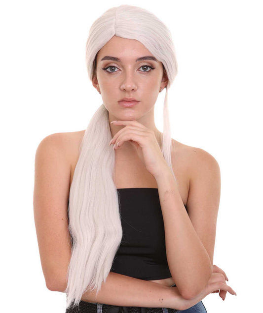 女性用アリアナ・グランデ ホワイトウィッグ H-4677 ホワイトカラーコレクション セレブリティウィッグ プレミアム通気性キャップレスキャップ
