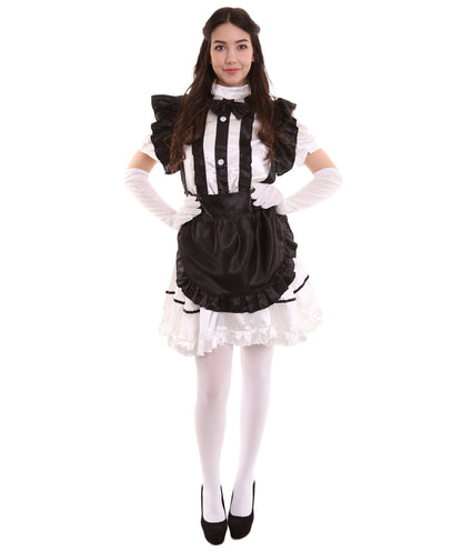 女性用 JCO-326 アニメ コスプレ フレンチメイド ファンシー ドレス ブラック コスプレ コスチューム