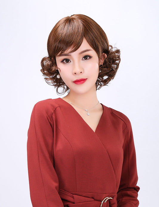 "耐熱商品☆くりくりカールで可愛く仕上がりました！人気のショートスタイルです♪ ウィッグネット付き♪ W-568 "