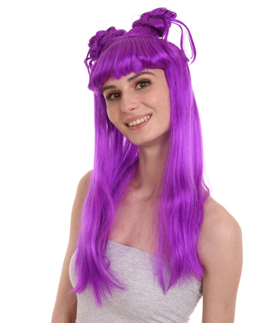 Wigs2you ハロウィン パーティー プレミアム レディース H-1228 快適なフィット感 ネオン パープル アジアン プリンセス ウィッグ