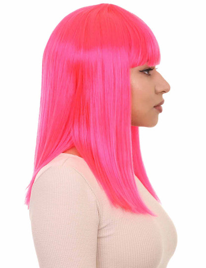 Wigs2you ハロウィン パーティー プレミアム レディース H-1392 簡単装着 快適フィット ロングボブ ネオンピンクウィッグ