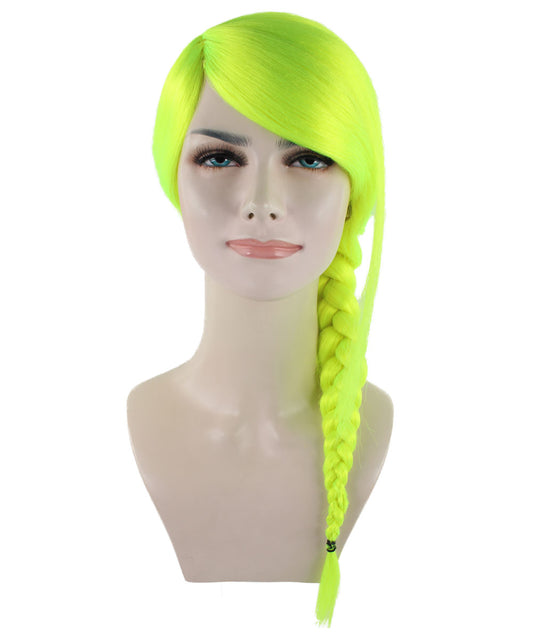 Wigs2you ハロウィン パーティー プレミアム レディース H-1189 快適なフィット感のネオングリーン編み込みウィッグ