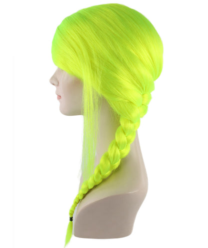 Wigs2you ハロウィン パーティー プレミアム レディース H-1189 快適なフィット感のネオングリーン編み込みウィッグ