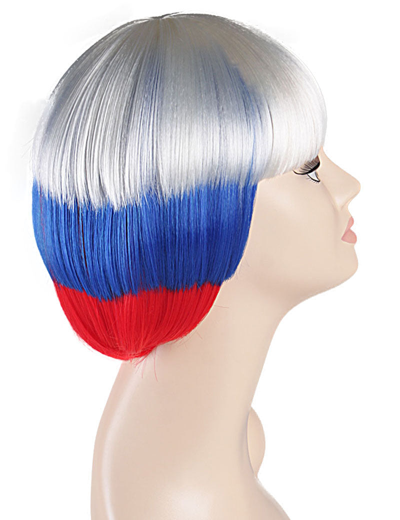 ハロウィンパーティープレミアムレディース Flag-002 ボブウィッグ マルチカラー ファンシーキャラクターファッションウィッグ ソフト合成繊維