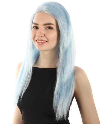 女性用ロングストレートサイドパートコスプレウィッグ アイスブルーブレンド H-5220_30 ファンシースタイル プレミアムハロウィンパーティーウィッグコレクション
