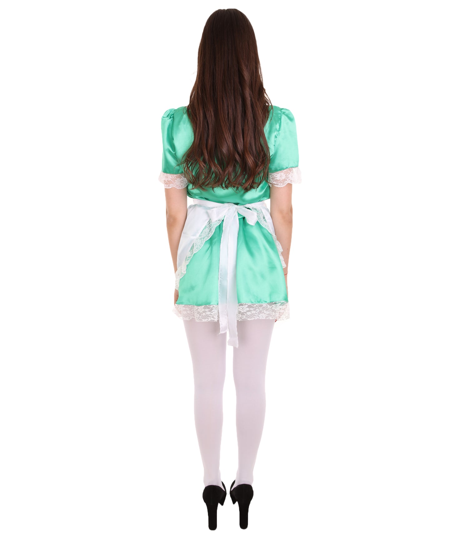 女性用 JCO-343_7 伝統的なメイド制服コスプレ グリーンコスチューム