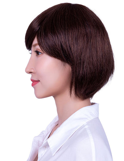 30歳〜40歳 若者の短い HT-019 100% ヒューマンヘア ナチュラルエレガンス ハンドタイド ヒューマンヘア束