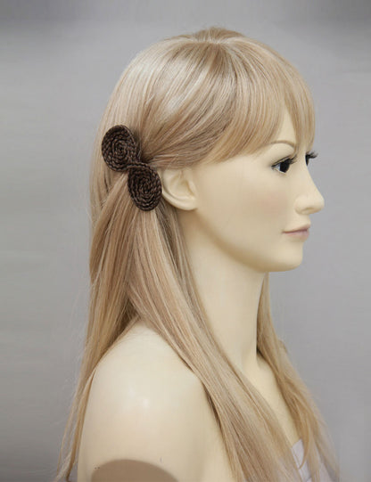 女性 W-8224B のおしゃれなアッシュブラウン 可愛いコンビネーション三つ編みヘッドバンド リボンヘアアクセサリー 合成繊維