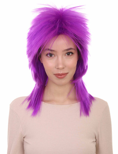 Wigs2you ハロウィン パーティー プレミアム H-1339 簡単に着用でき快適なフィット感 80 年代女性ネオン パープル ロッカー スタイル ウィッグ