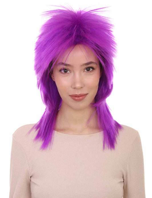 Wigs2you ハロウィン パーティー プレミアム H-1339 簡単に着用でき快適なフィット感 80 年代女性ネオン パープル ロッカー スタイル ウィッグ