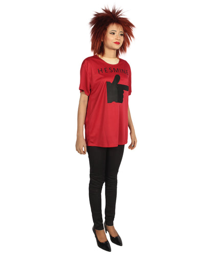 大人向け女性用 バレンタインデー ワインレッド マッチング カップル "He's Mine" Tシャツ コスプレ コスチュームコレクション