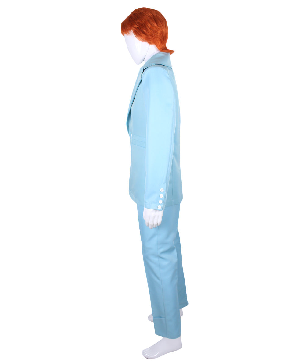 男性用 JCP-002 70'sロックスター スーツ コスチューム ディッキーとタイ付き プレミアム ライトブルー ハロウィンコスチューム