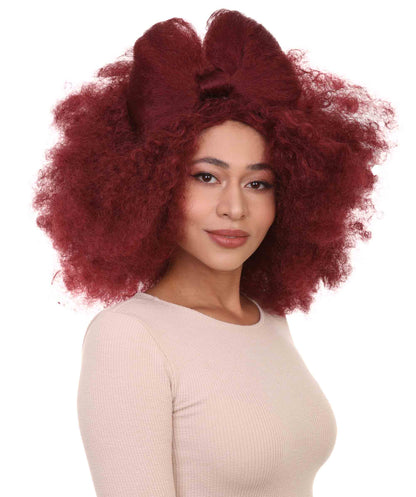 Wigs2you ハロウィン パーティー プレミアム レディース H-1232 快適なフィット感のバーガンディ アフロ スモール ボウ ウィッグ