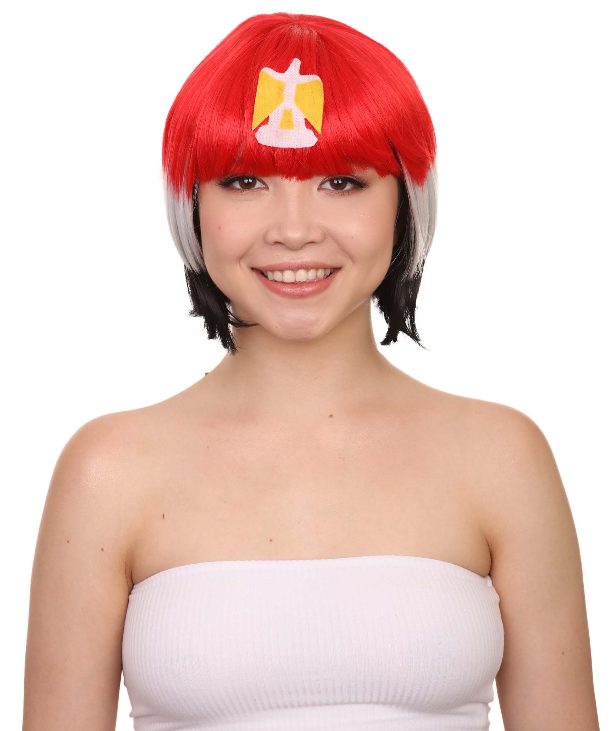 ハロウィンパーティ プレミアム女性用 愛国的なエジプト国旗ボブウィッグ H-3910 プレミアム通気性キャップレスキャップ