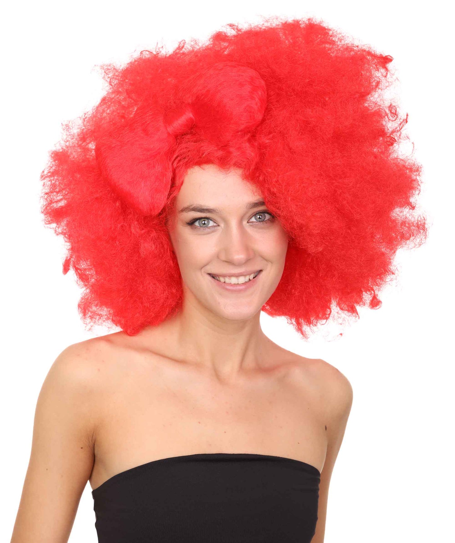 Wigs2you ハロウィン パーティー プレミアム レディース H-1231 快適なフィット感のレッド アフロ スモール ボウ ウィッグ
