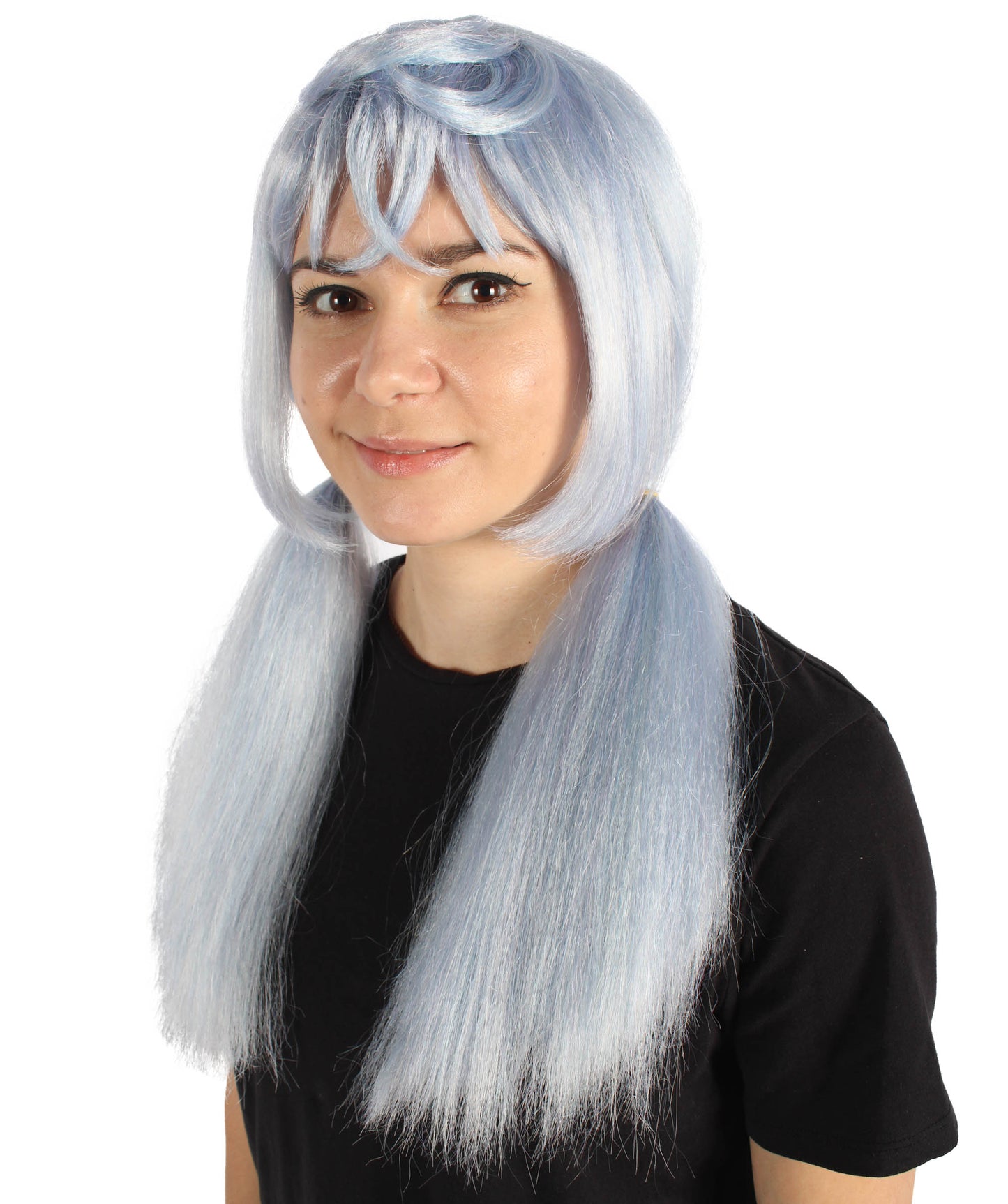 Wigs2you H-6914 大人用レディース ロング ライトブルー ストレート ポニーテール ゲーミング コスプレウィッグ｜ハロウィンに最適｜難燃性合成繊維