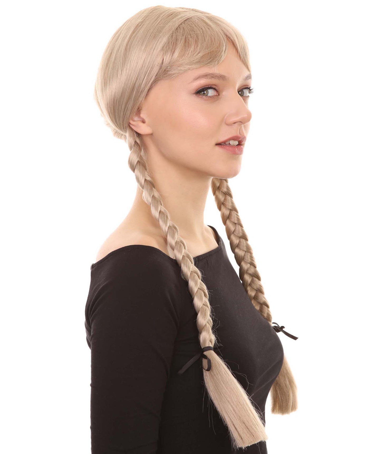 大人の女性用ダッチガールアッシュブロンドウィッグ H-3634 ハロウィンに最適 難燃性シンセティックファイバー