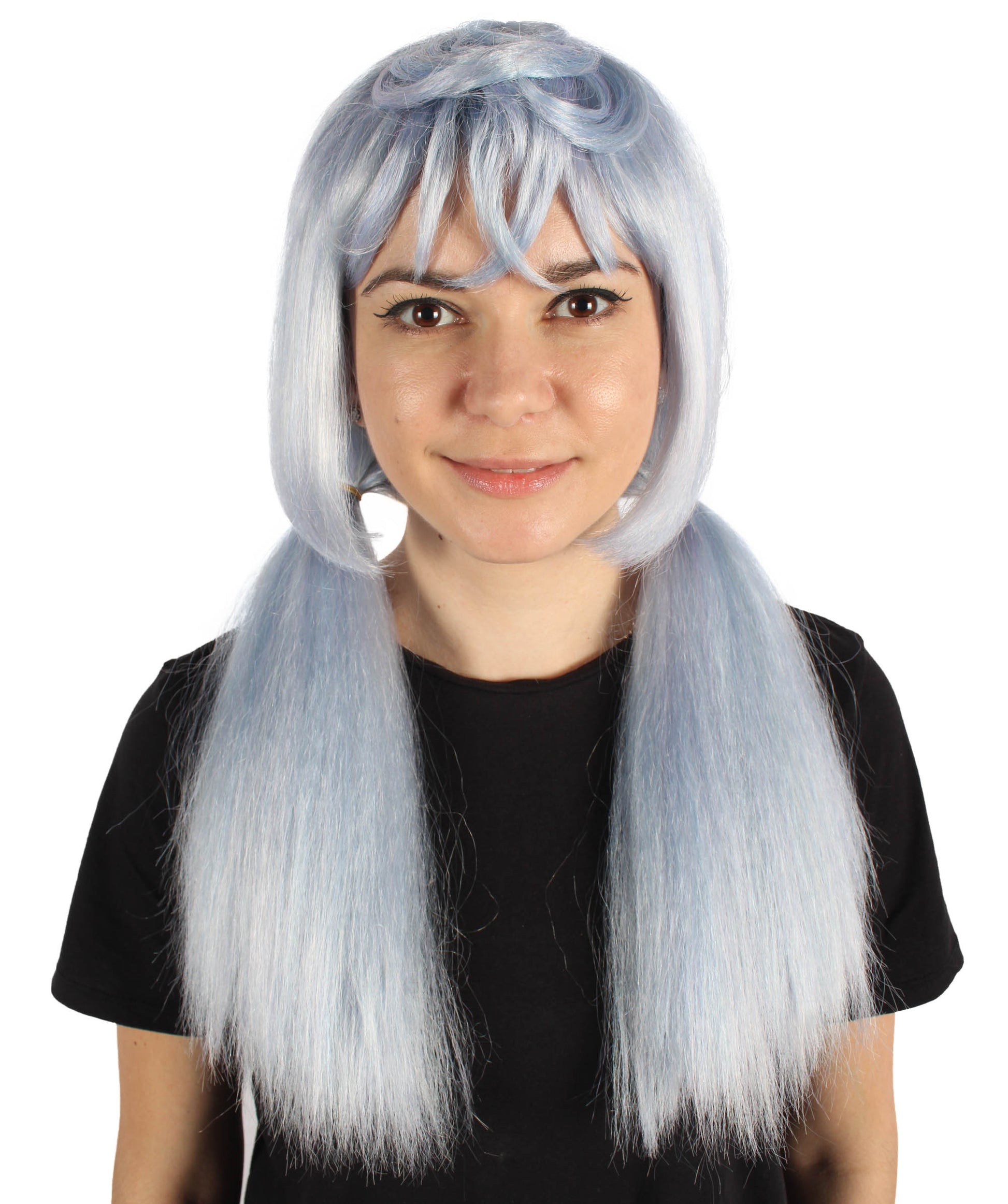Wigs2you H-6914 大人用レディース ロング ライトブルー ストレート ポニーテール ゲーミング コスプレウィッグ｜ハロウィンに最適｜難燃性合成繊維